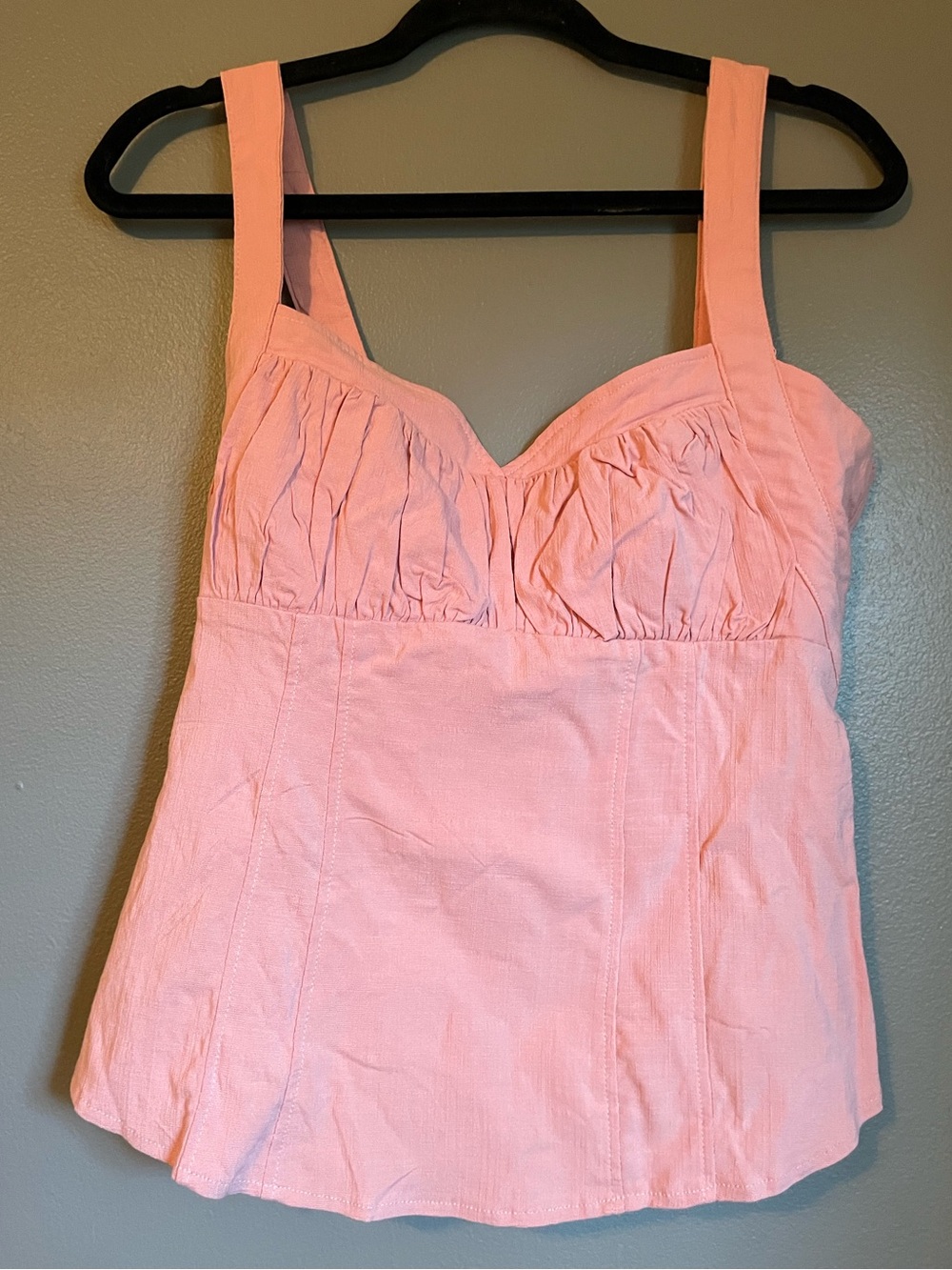 New Free People Sz Large Pink Corset Tank Sweetheart Babydoll Top Blouse Ret $78